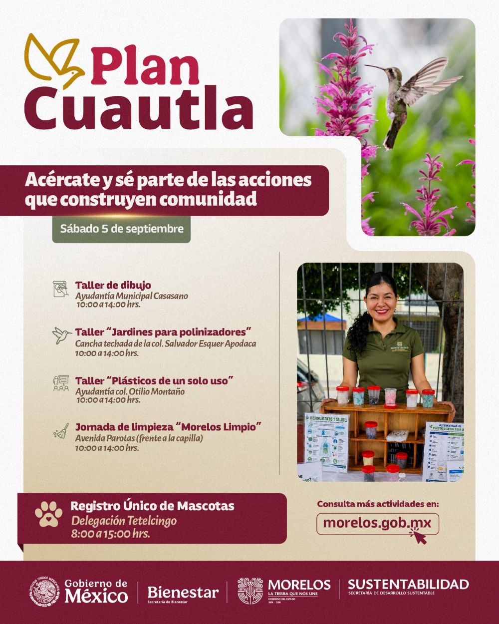 Lleva Plan Cuautla esterilización gratuita, talleres ambientales y jornada de limpieza a distintas comunidades