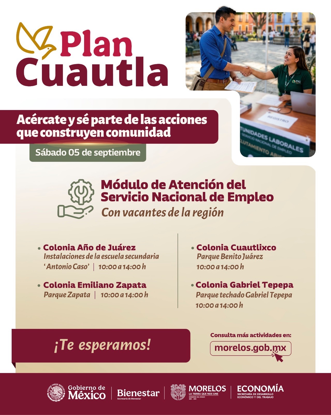 Lleva Plan Cuautla vacantes y orientación laboral directamente a cuatro colonias prioritarias