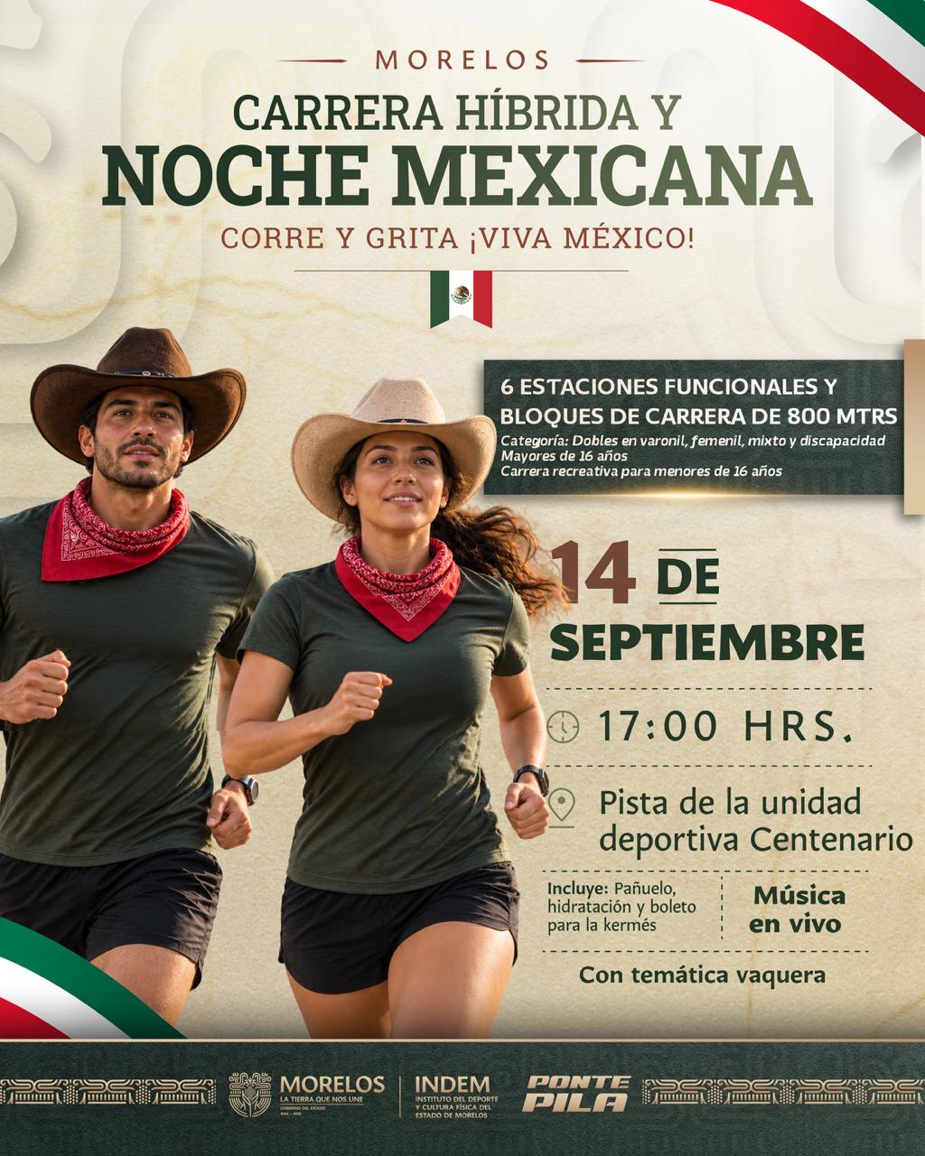 Realizará Indem carrera híbrida en conmemoración de las Fiestas Patrias