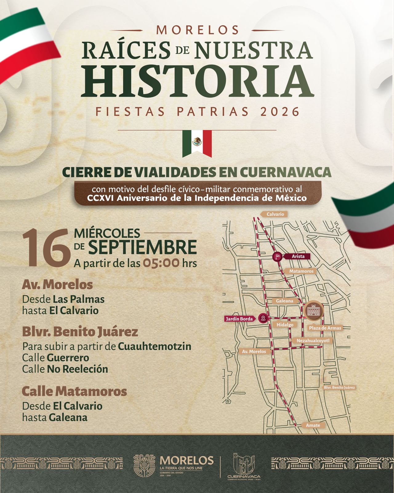 Reunirá Desfile Cívico-Militar de Fiestas Patrias a más de cuatro mil participantes en Cuernavaca