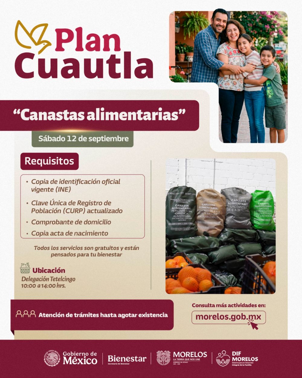 Atiende Sedif a población de Tetelcingo con apoyo de lentes y canastas alimentarias