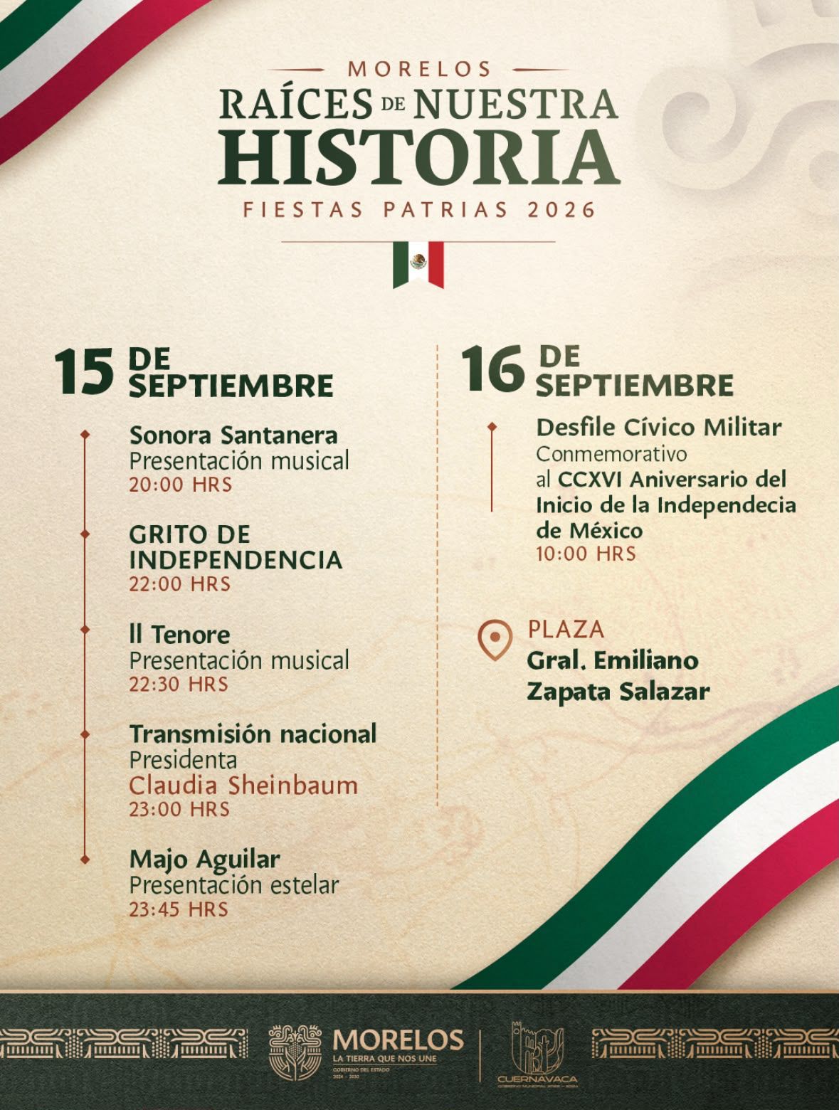 Prepara Morelos noche de música, tradición y encuentro familiar para celebrar El Grito