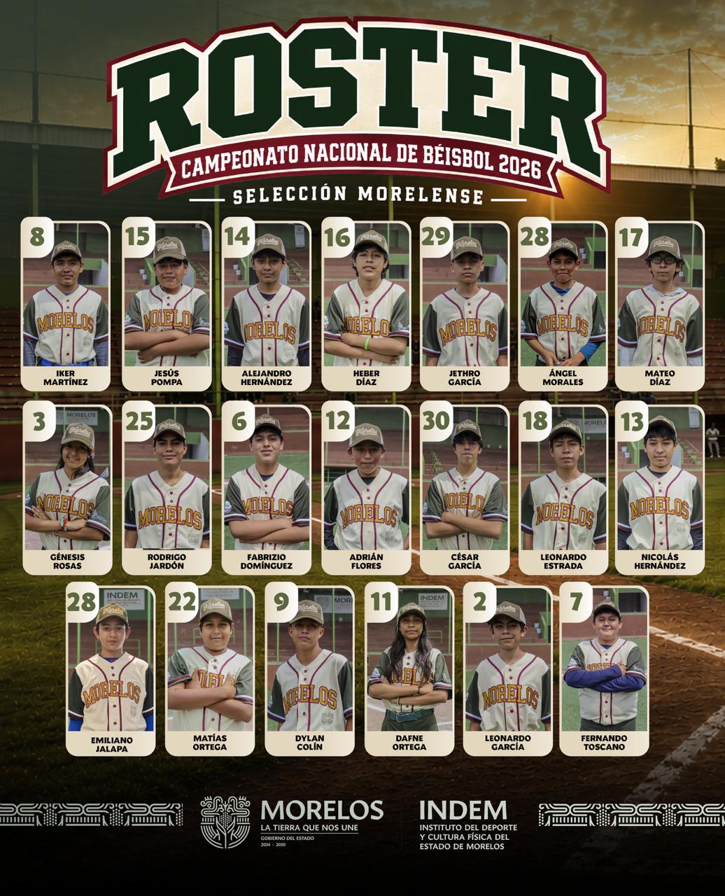 Presenta Indem Selección Morelense de béisbol rumbo al Campeonato Nacional