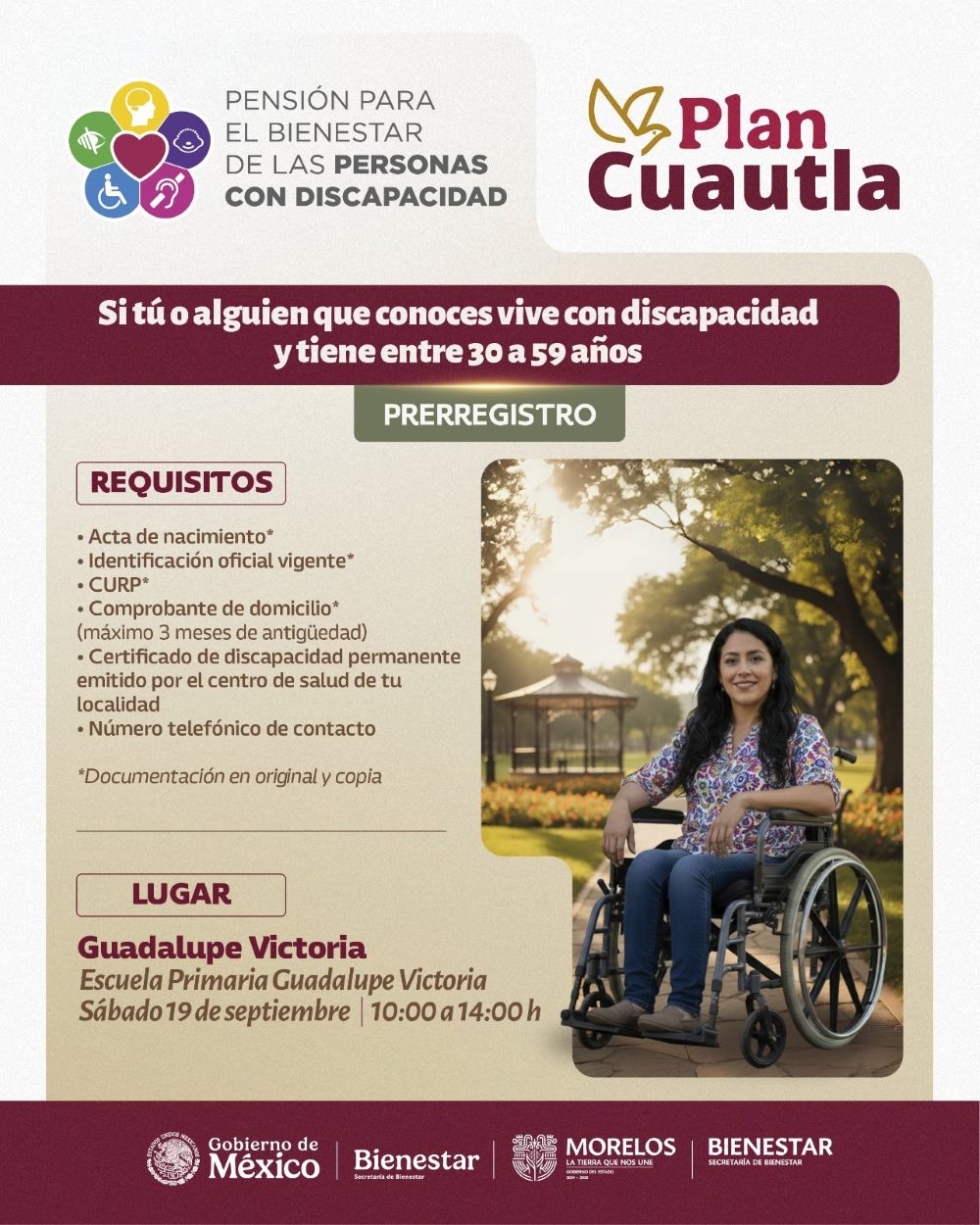Acerca Plan Cuautla prerregistro a pensión para personas con discapacidad en Guadalupe Victoria