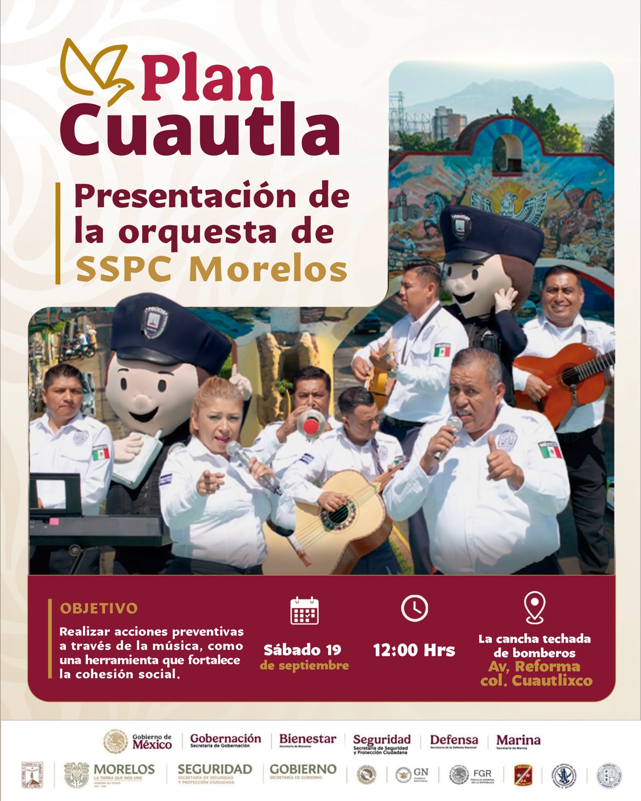  Regresa presentación de la orquesta de SSPC Morelos a la colonia Cuautlixco, como parte del “Plan Cuautla”