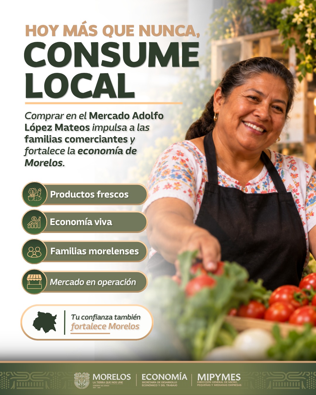 Llama Gobierno de Morelos a visitar el Mercado Adolfo López Mateos y fortalecer el comercio local