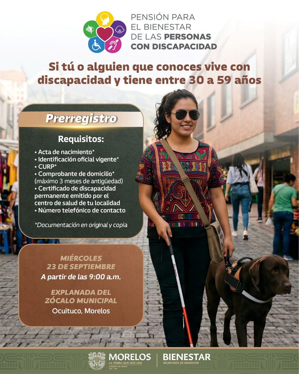 Instalará en Ocuituco Secretaría de Bienestar módulo de prerregistro a la pensión para personas con discapacidad