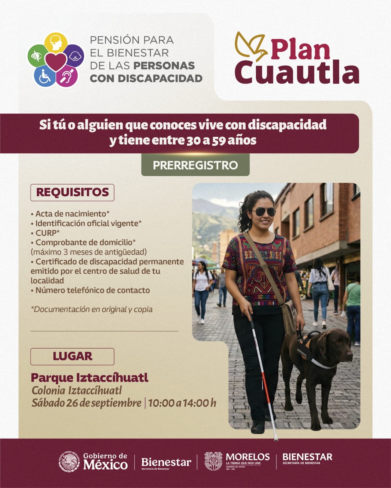 Contribuye Plan Cuautla prerregistro a pensión para personas con discapacidad