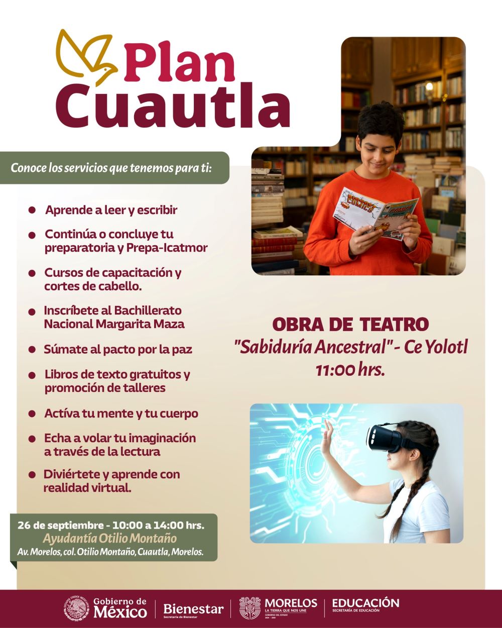 Llevará Secretaría de Educación servicios formativos y actividades recreativas a Cuautla