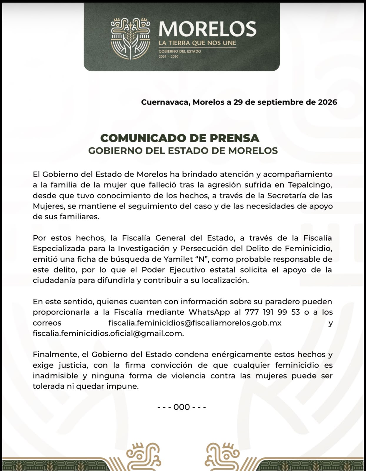 Comunicado de Prensa