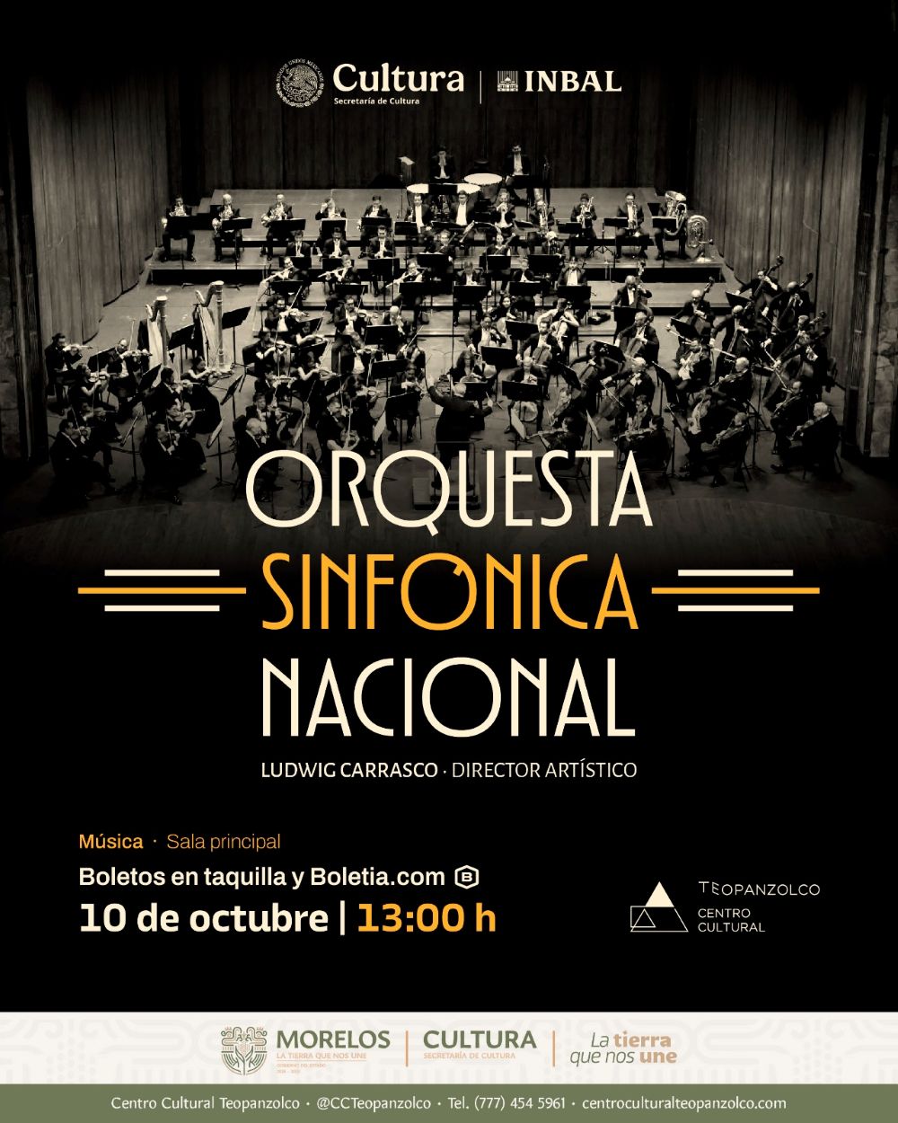 Presenta Centro Cultural Teopanzolco a la Orquesta Sinfónica Nacional en Morelos