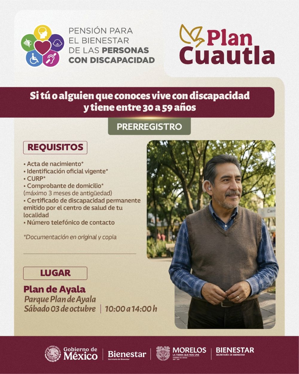 Facilita Plan Cuautla prerregistro a pensión para personas con discapacidad en la colonia Plan De Ayala