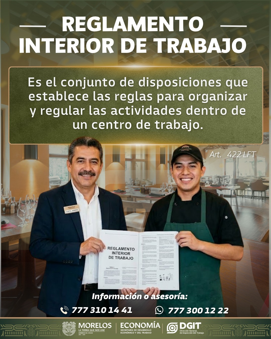 Brinda Gobierno de Morelos certeza a trabajadores y empleadores con normativa interna