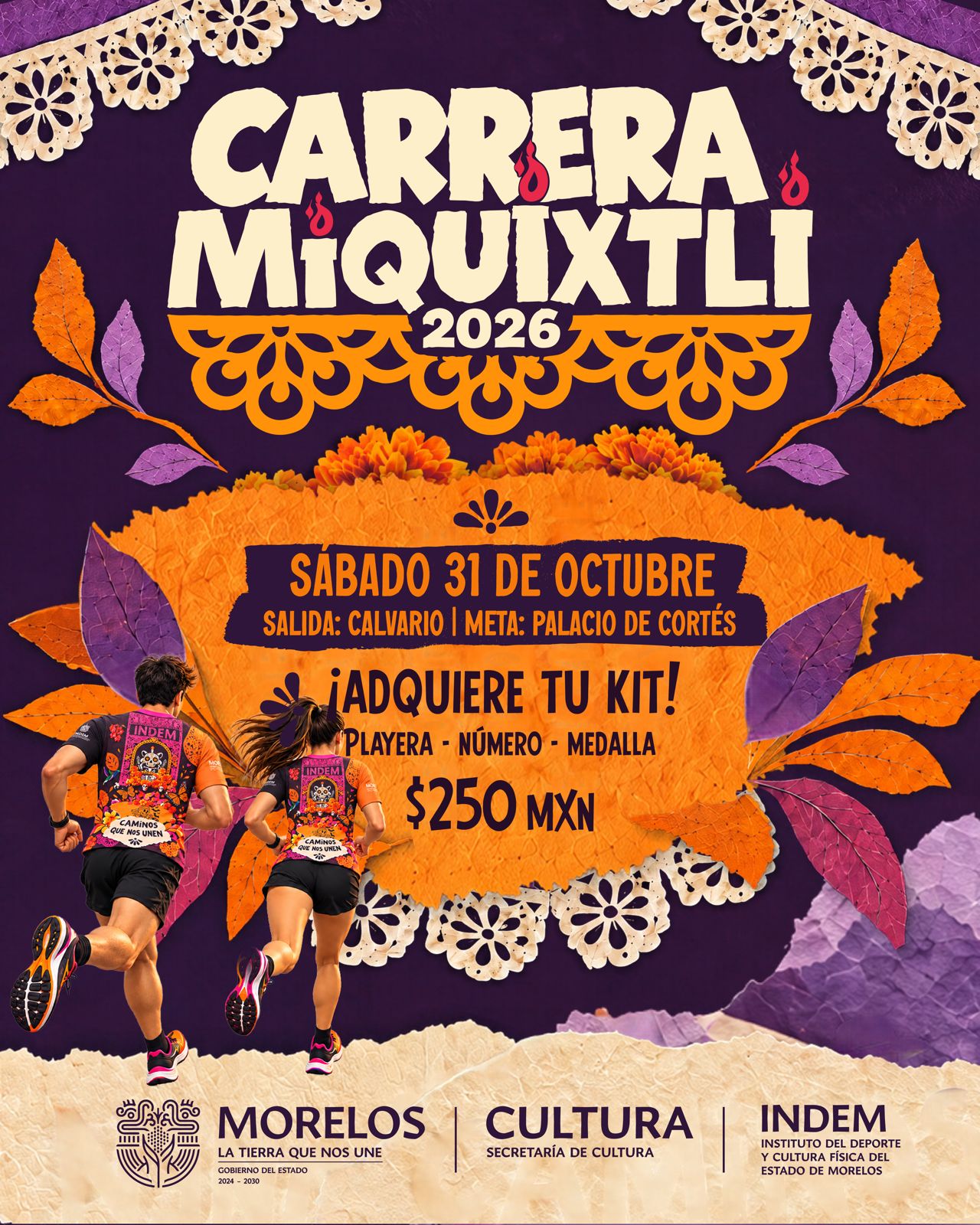 Invita Indem a disfrutar la carrera nocturna Miquixtli 2026 en Cuernavaca