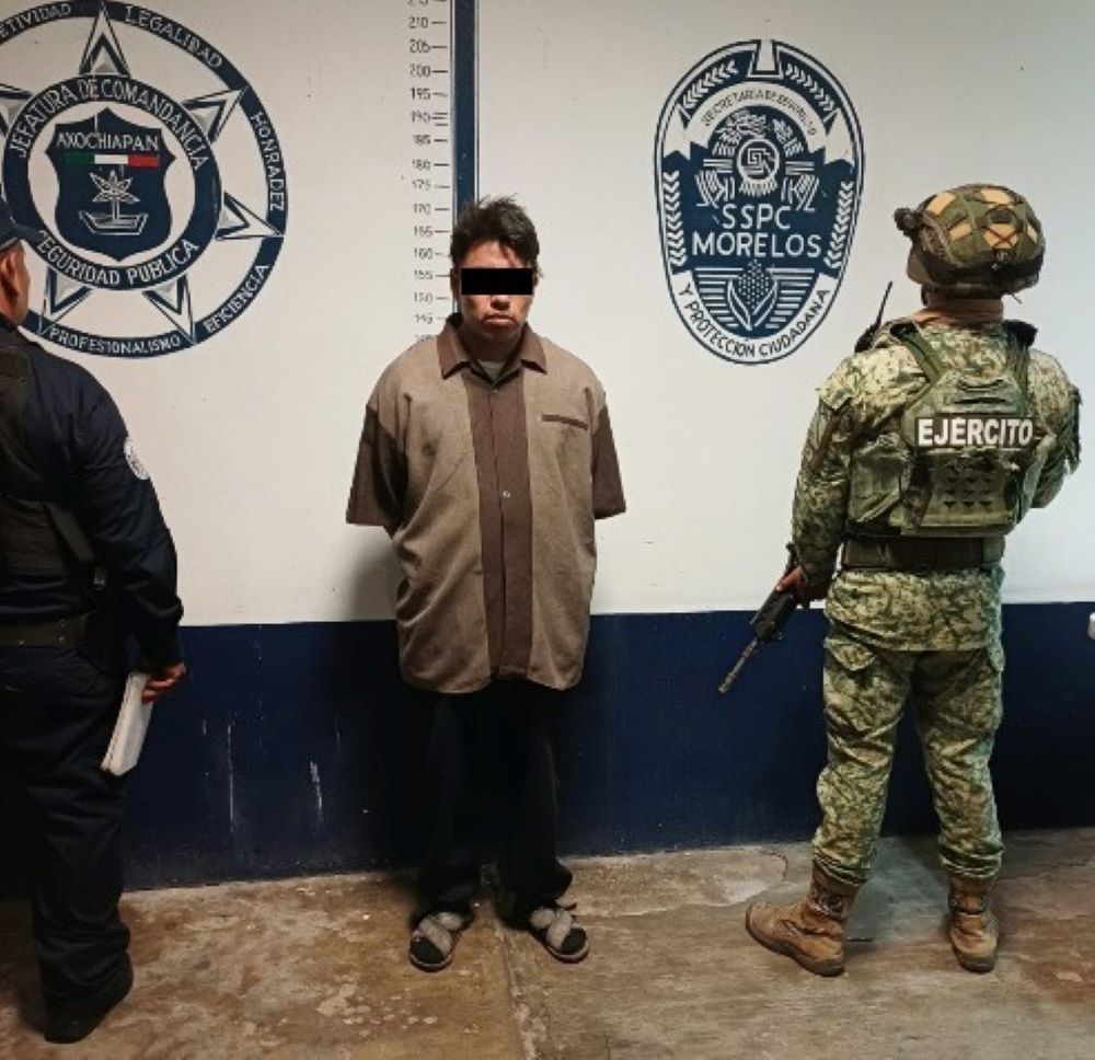 Detiene SSPC Morelos a masculino con arma de fuego y cartuchos útiles en Axochiapan