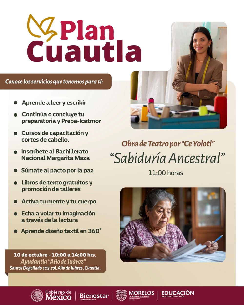 Ofrece Plan Cuautla servicios educativos y de capacitación a familias de la colonia Año de Juárez