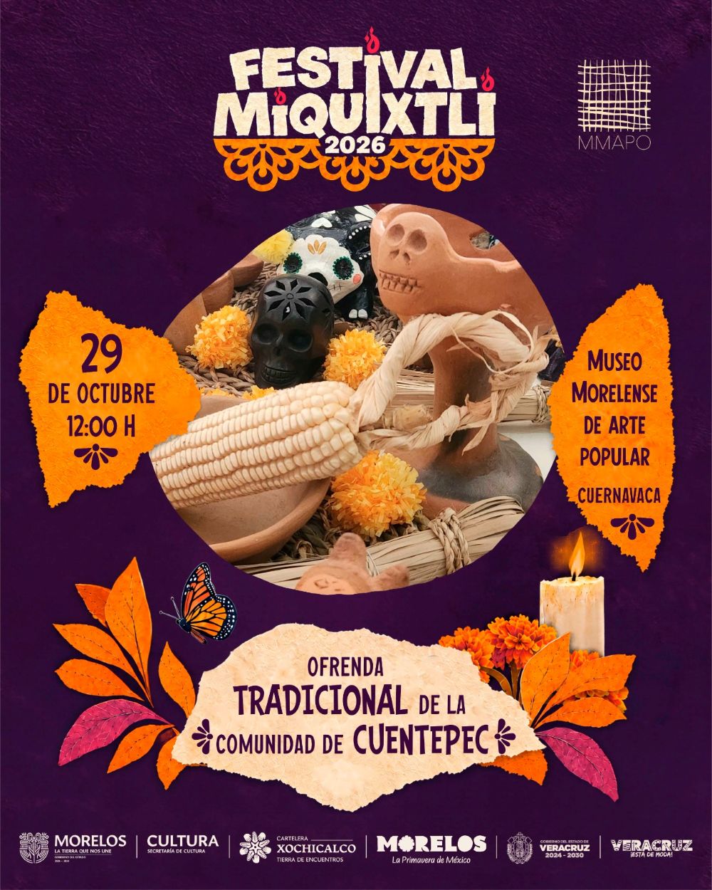 Presenta MMAPO ofrenda tradicional de Cuentepec y ofrece talleres artesanales durante Miquixtli 2026