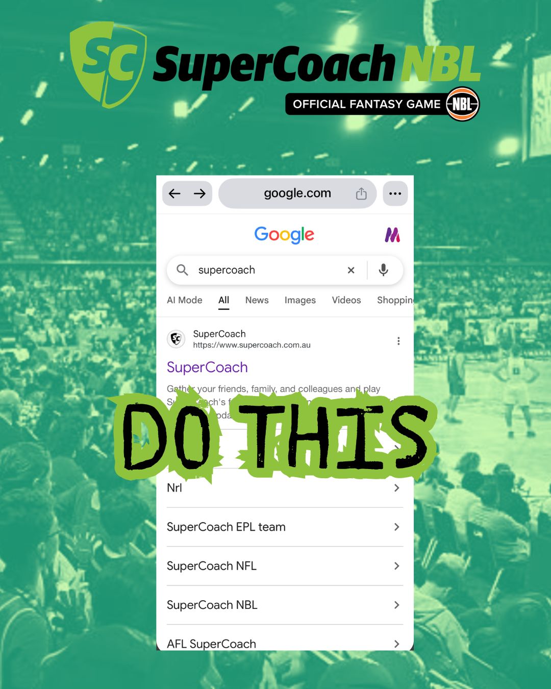 Search for "SuperCoach" on Google