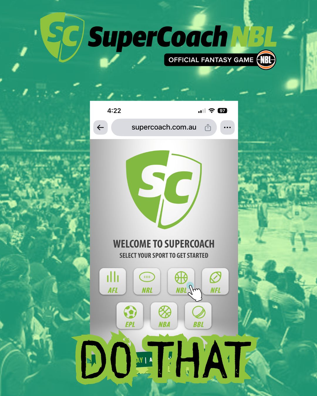 Tap on NBL from the game selector