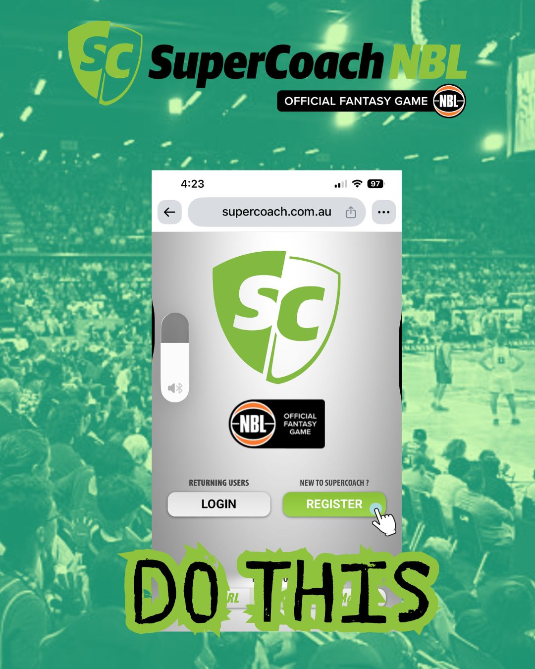 Tap on Register below the "New to SuperCoach" prompt