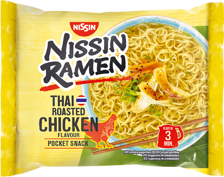Nissin Ramen japansk instantnudelsuppe Pose Bag Thai Roasted Chicken lækker