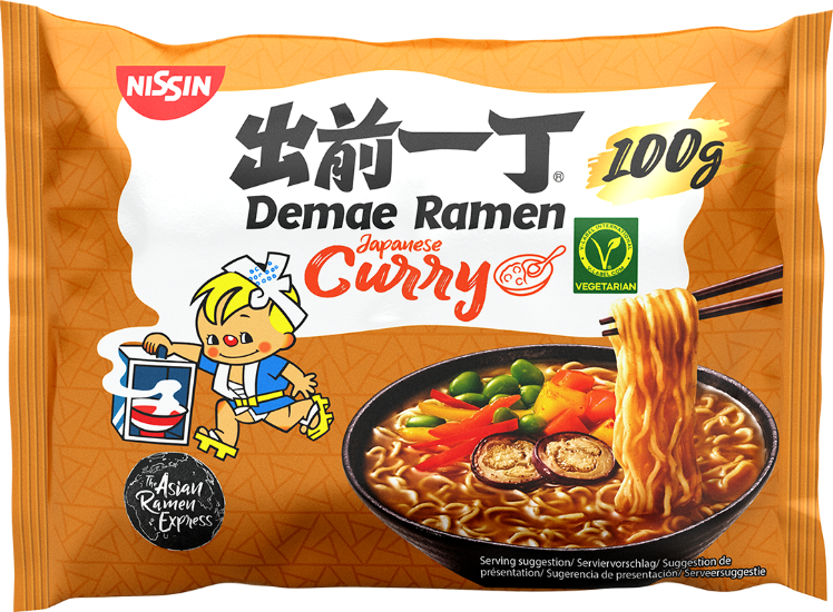 Demae Ramen japanische Instantnudeln Suppe in Bag in der Tüte Japanese Curry Flavour Japanisches Curry Geschmack Asian Ramen Express lecker vegetarisch