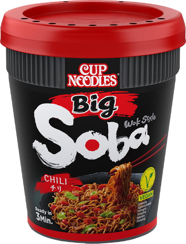 Cup Noodles Soba BIG Wok Style fried japanese instant noodles Chili bigger portion more content Asian delicous vegan