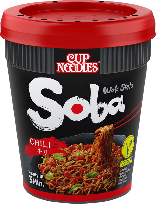 Cup Noodles Soba Wok Style fried japanese instant noodles Spicy Chili flavour Asian Blast delicious vegan