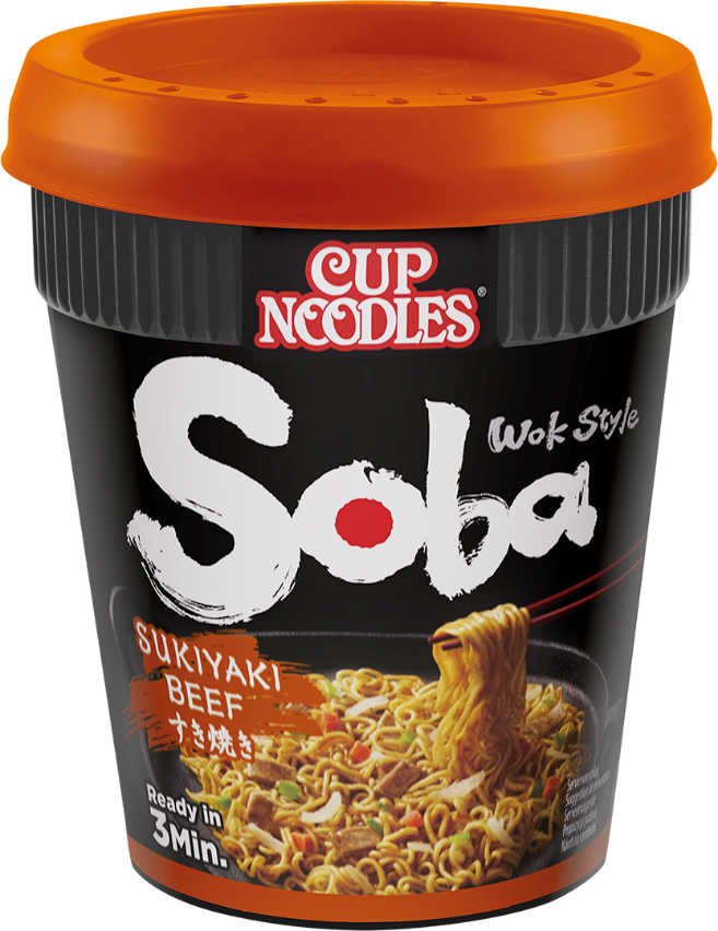 Cup Noodles Soba Wok Style fried japanese instant noodles Sukiyaki Beef flavour Asian Blast delicous 
