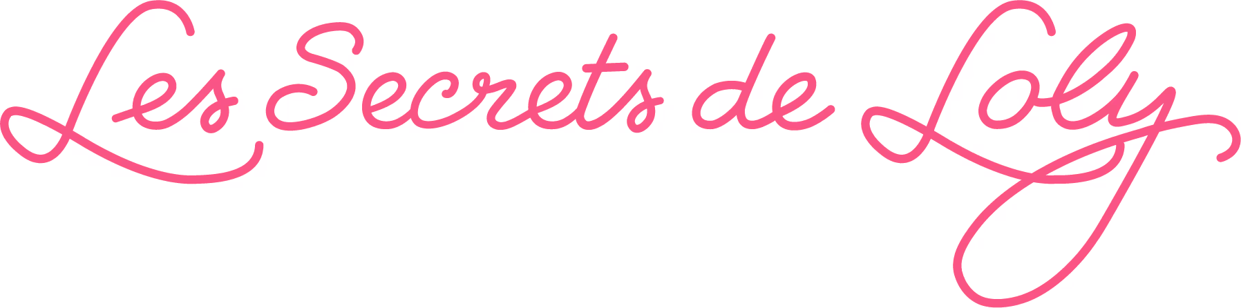 Logo de Les Secrets de Loly en texte rose manuscrit.