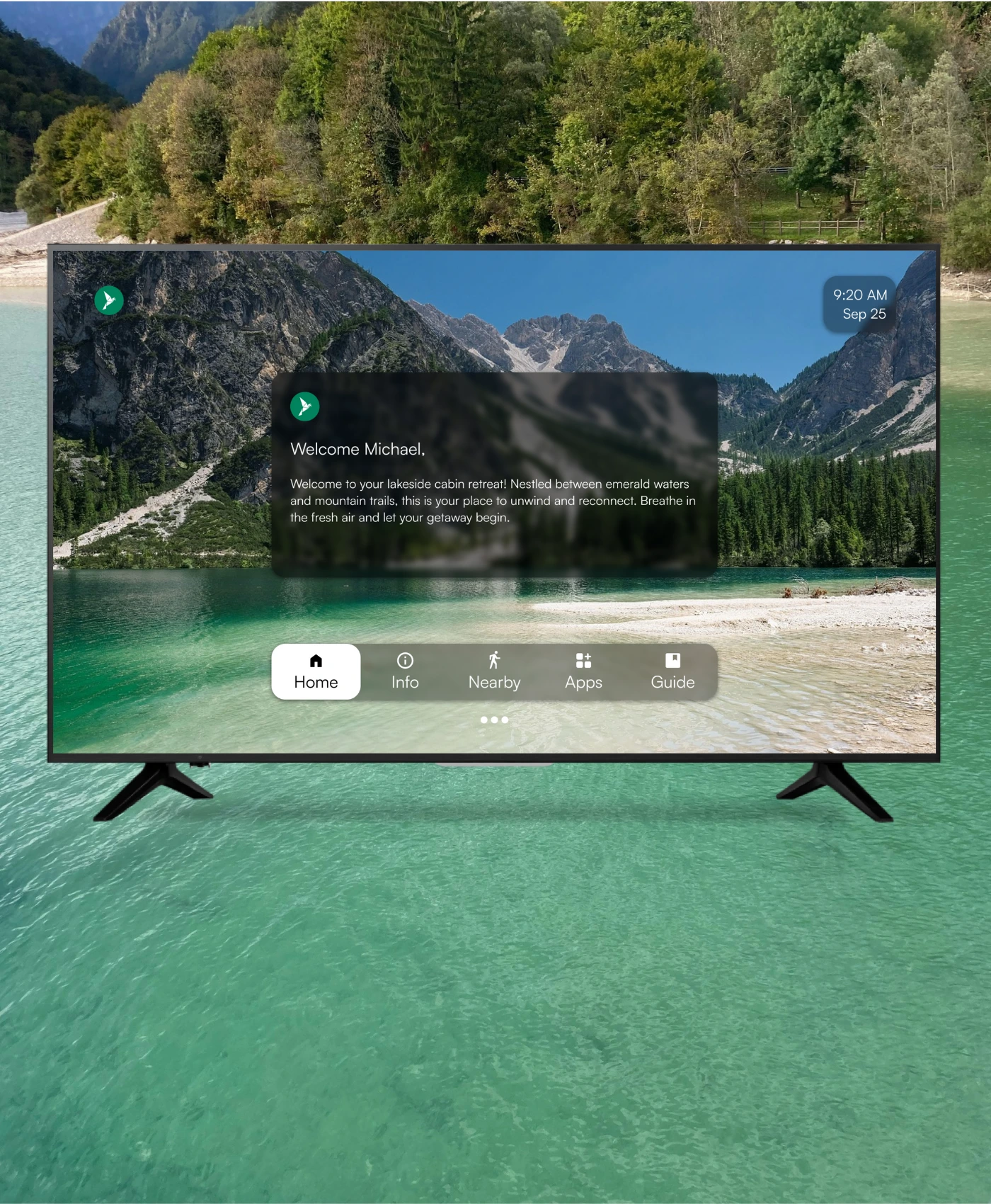 Personalized Airbnb welcome message on a TV with WelcomeScreen