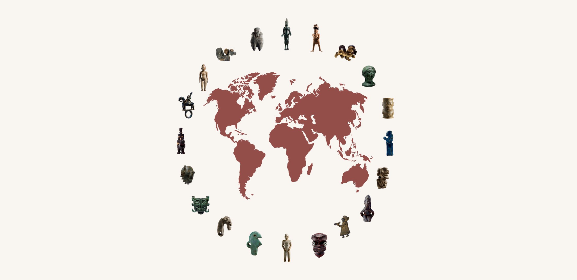 Carte du monde entourée d’œuvres de la collection Culture(s)