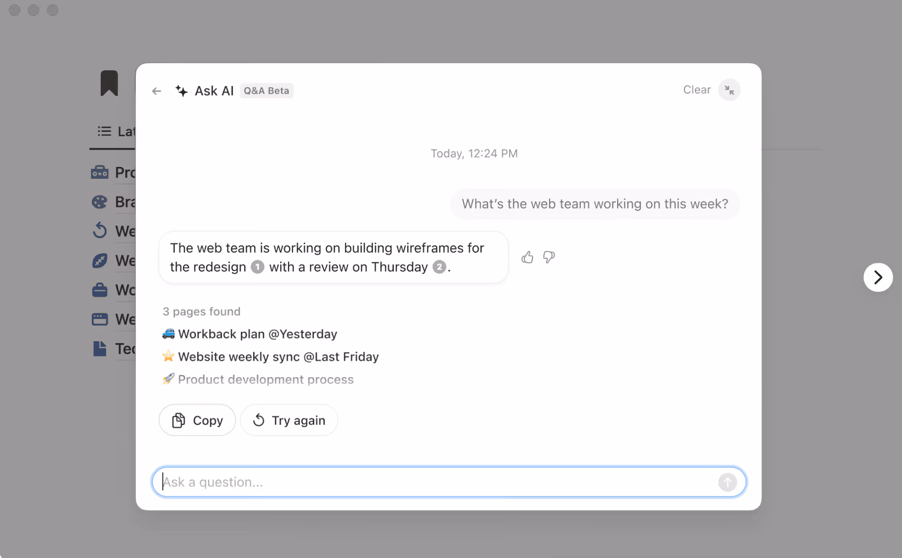 Notion's AI powered tool helps with writing and getting to key information faster