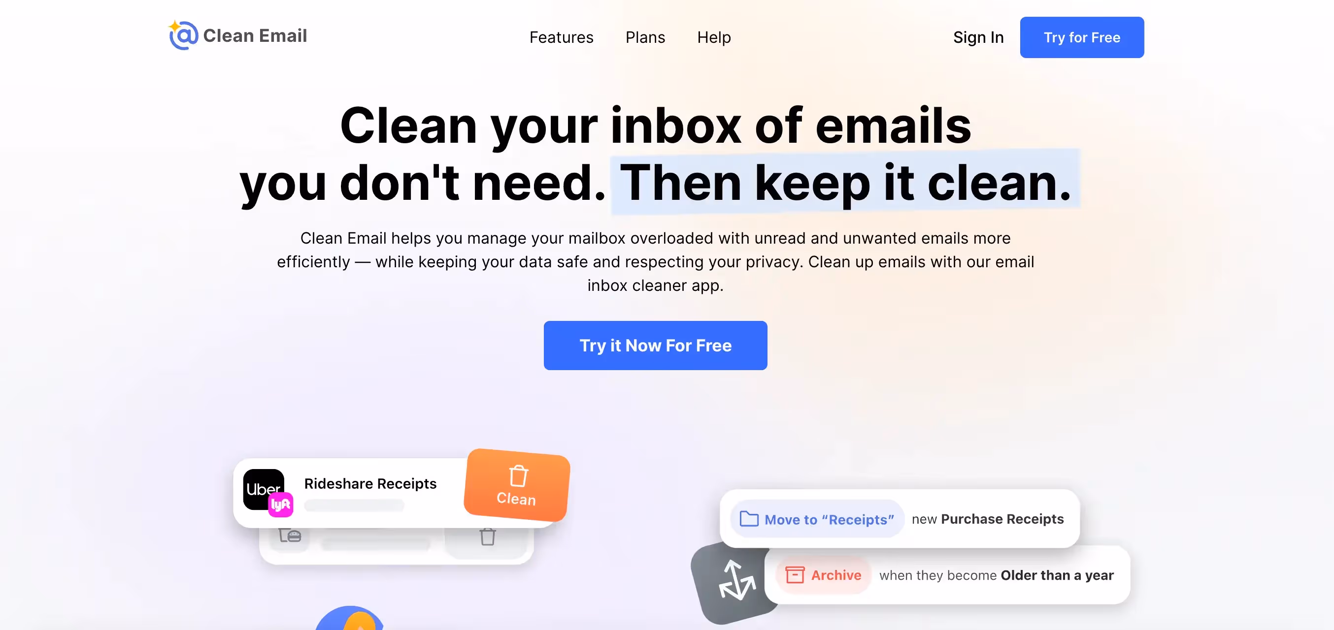 Clean emali offers cleaning suggestions as a better alternative to sanebox.
