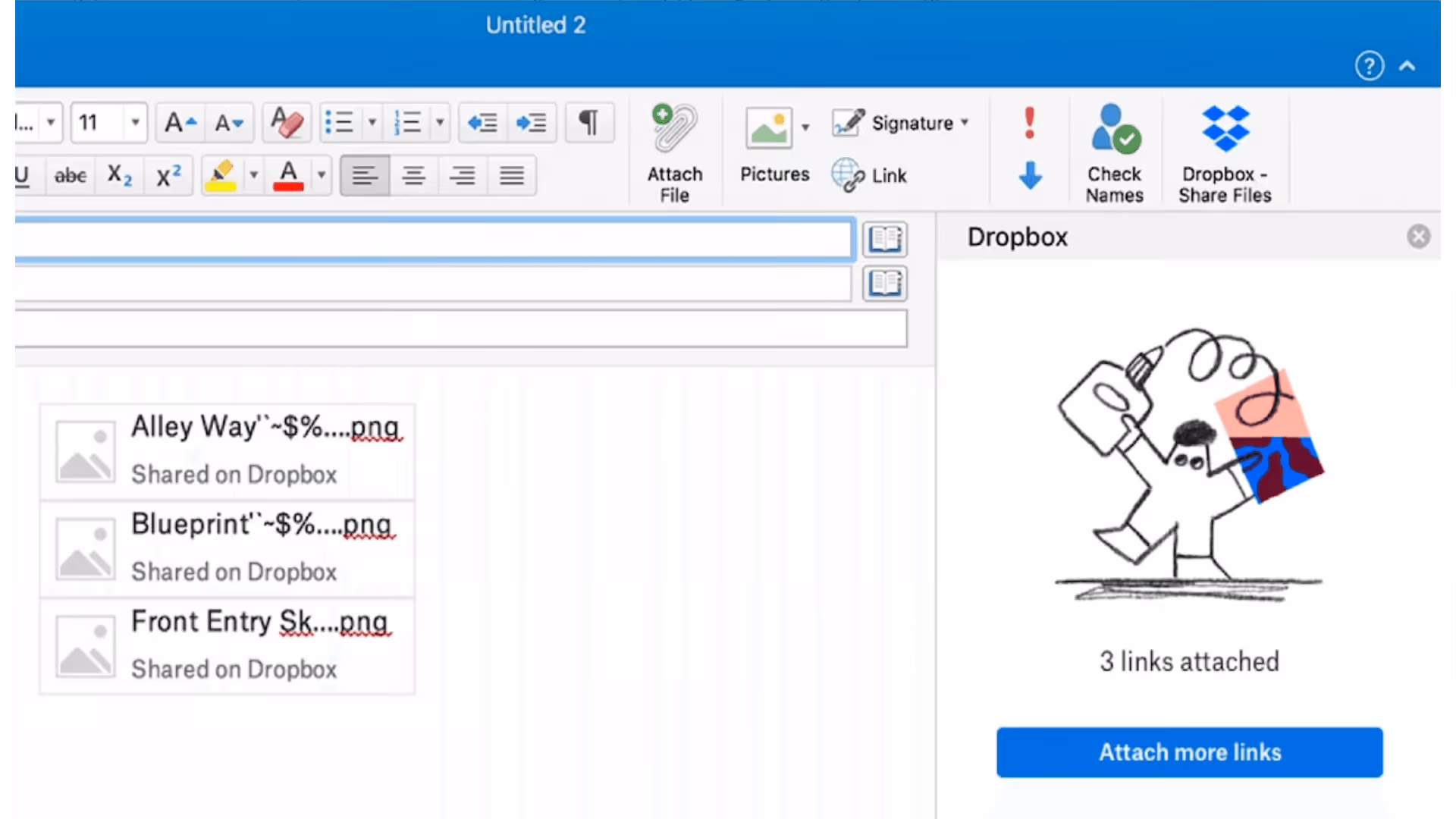 share large files with Dropbox for Outlook