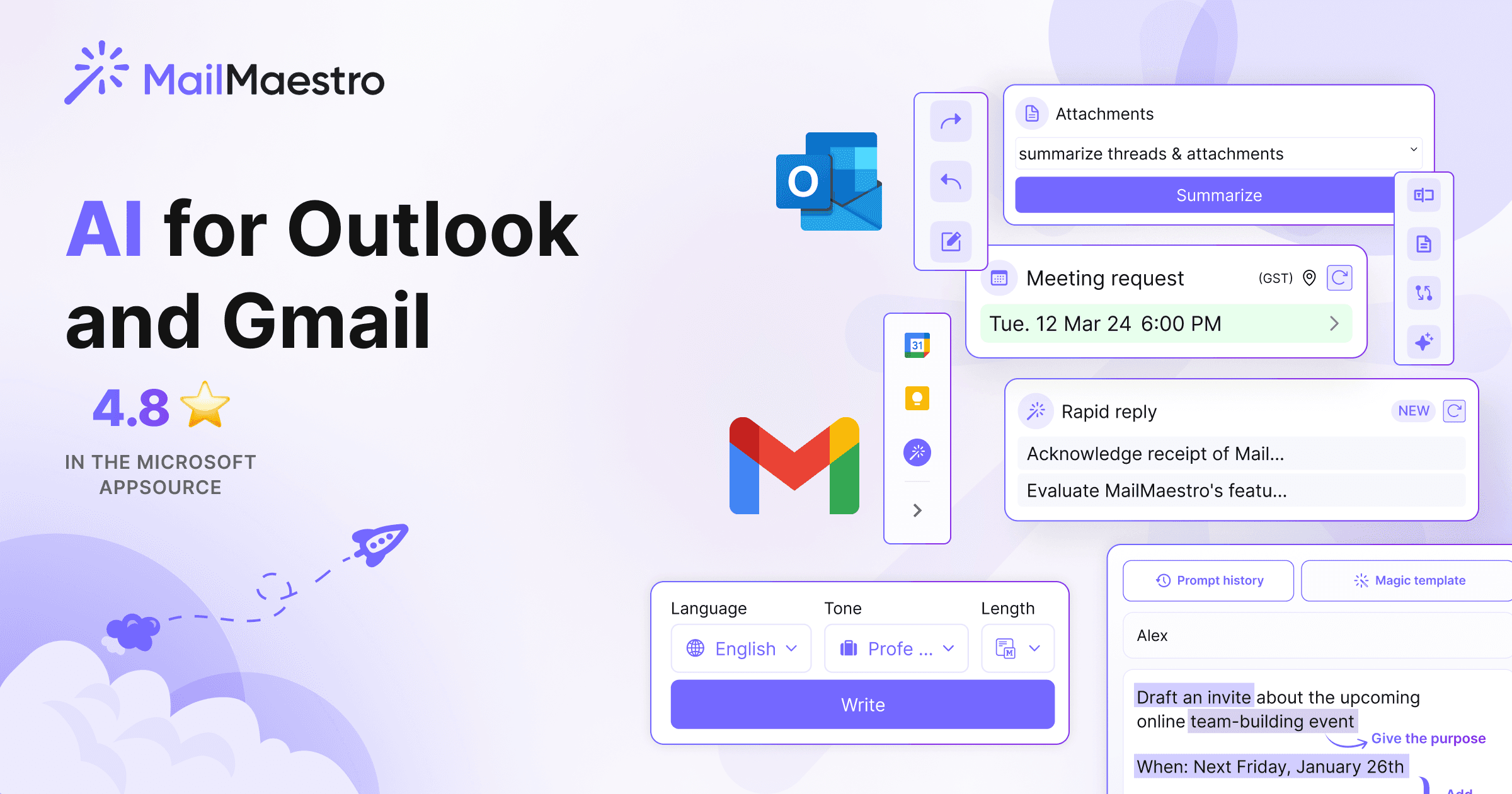 best outlook AI assistant that summarize emails, generate new message, with email's tone being personalizable.