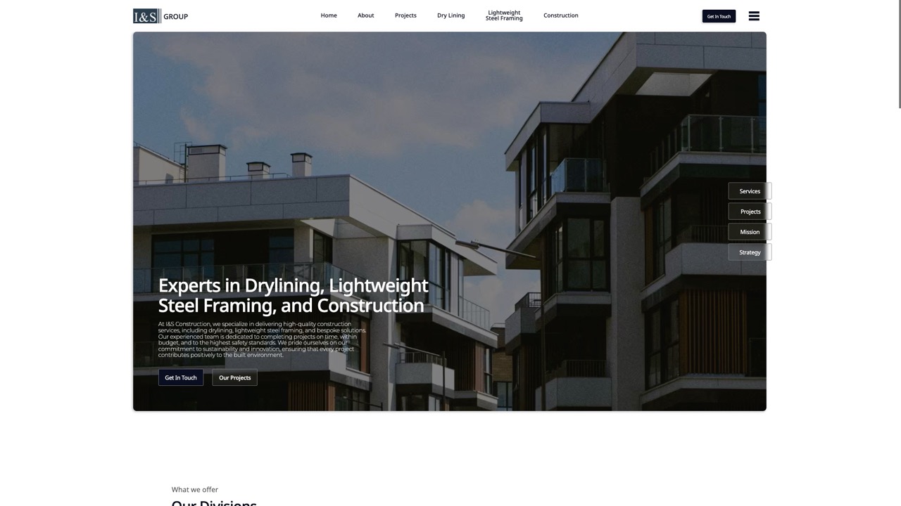 I&S Construction London builders website redesign by Cold