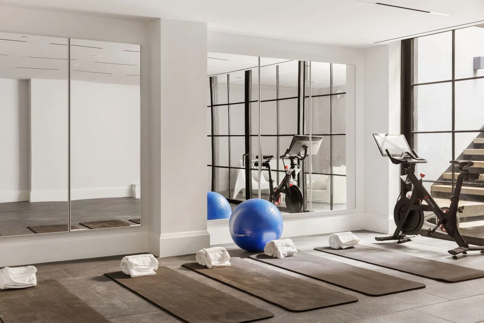 private home gym with yoga mats