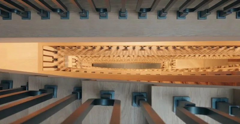 view looking down stairwell