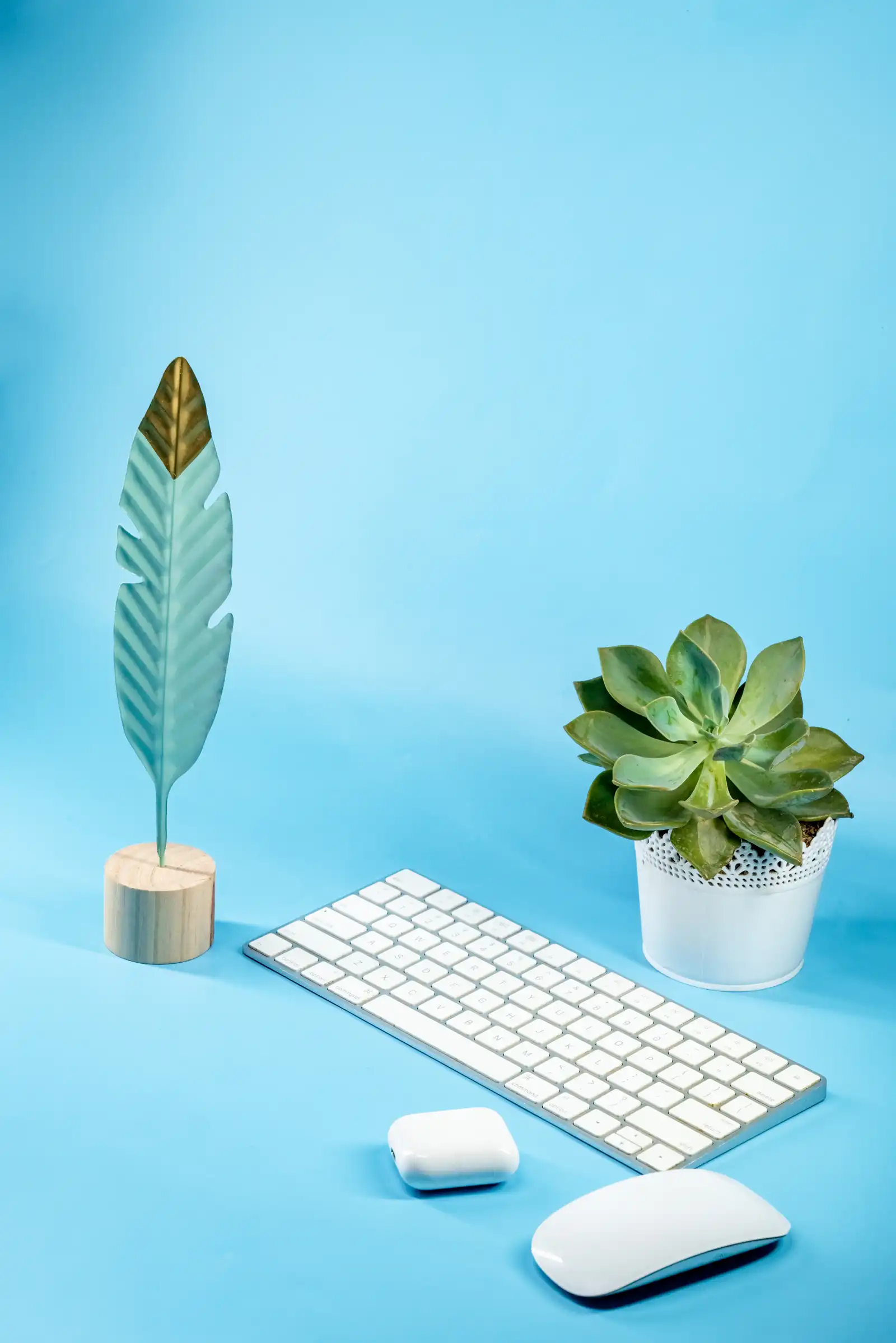 clean modern desk objects keyboard mouse