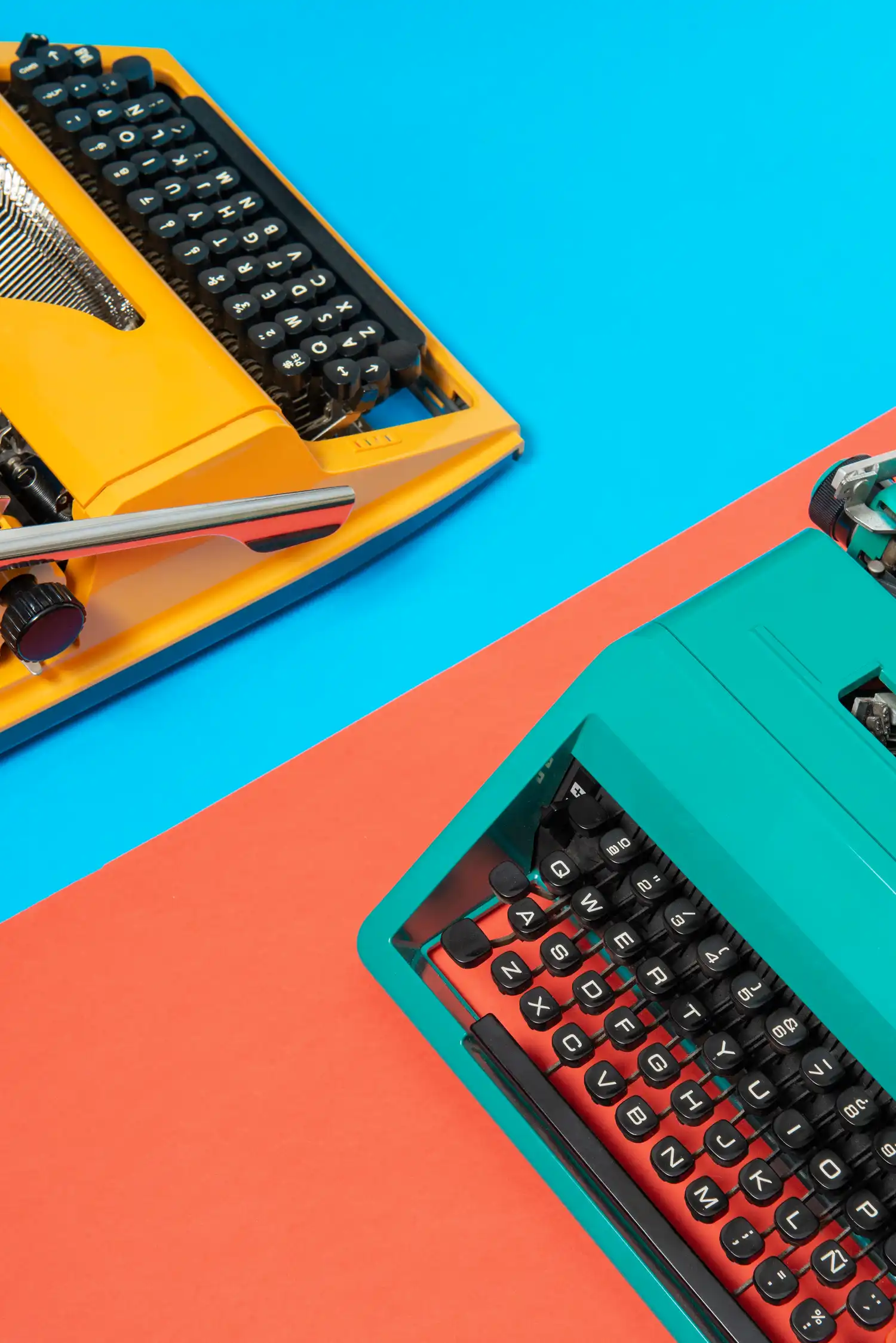 vibrant colored photo of old typewriters