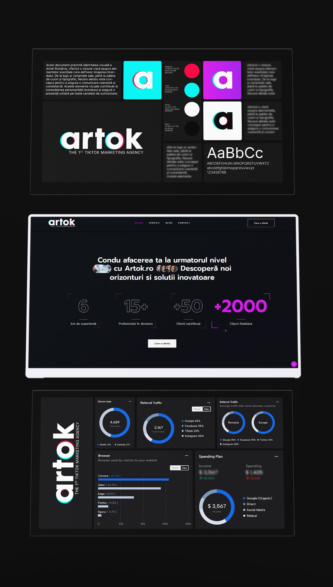 mockup of artok works
