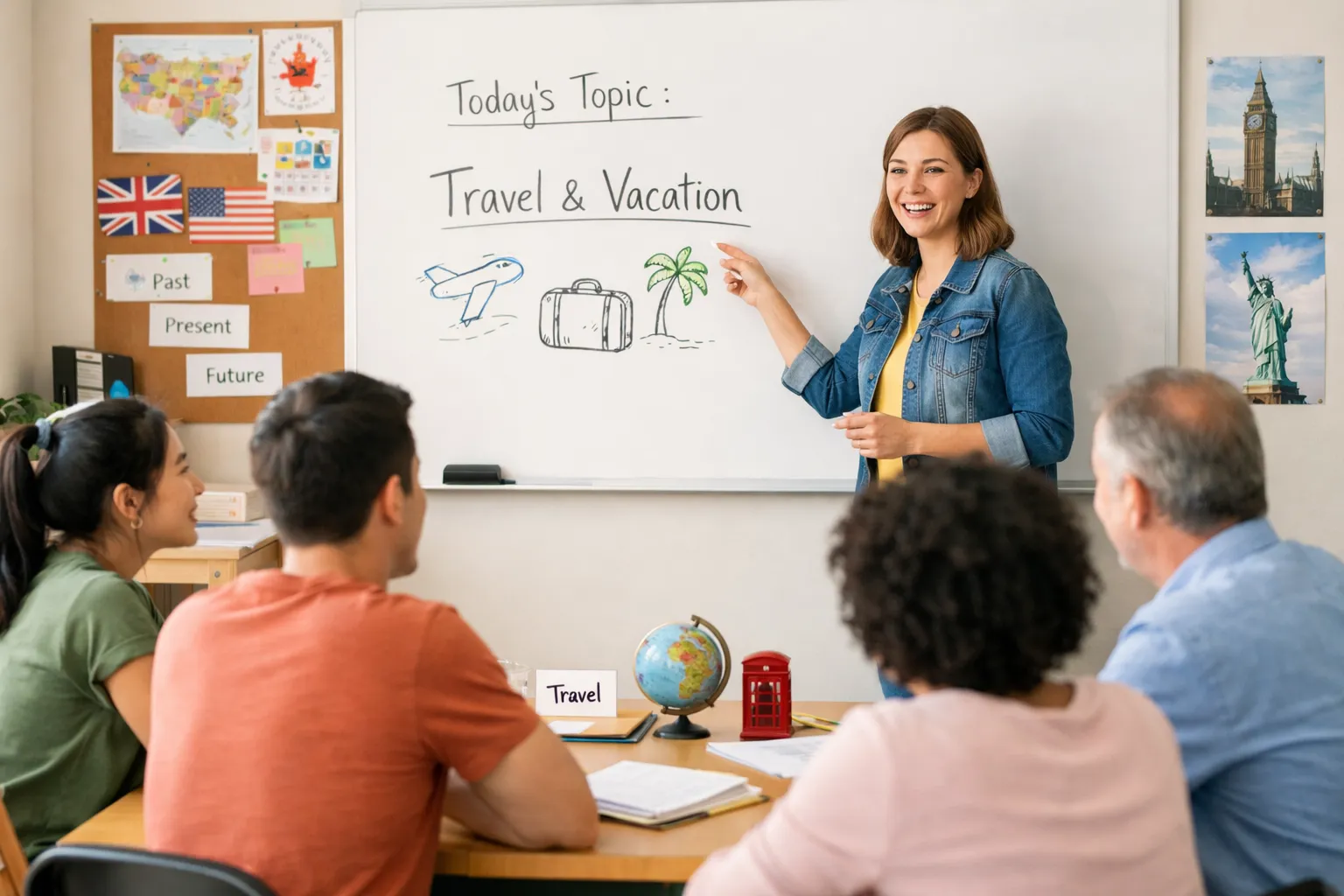 A smiling young girl and boy building a tall tower together with colorful blocks.