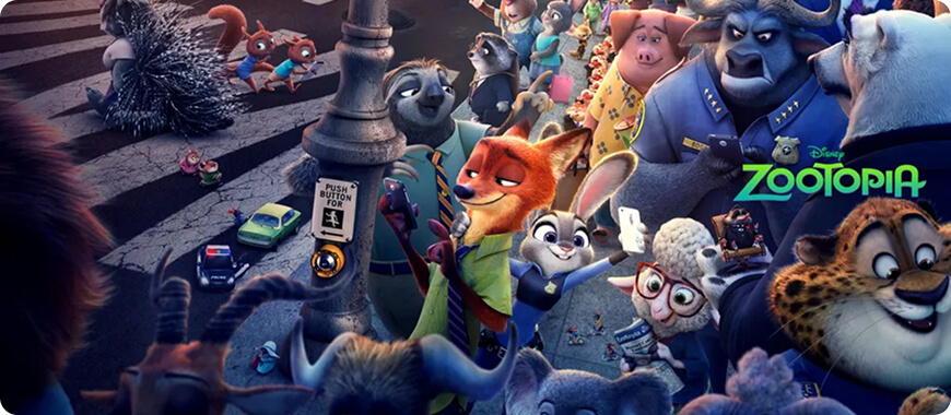 Zootopia— clever animated film teaching children This spoken expression through city life, problem-solving, and rich terminology about animals and society.