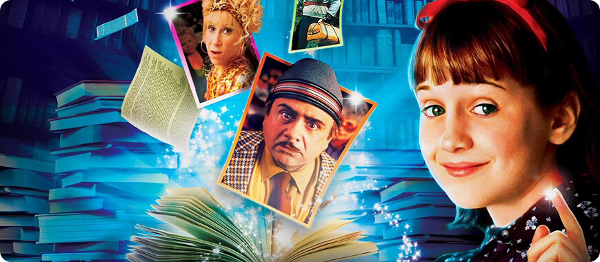 Matilda movie scene using magical books — inspiring film for students to learn This subject