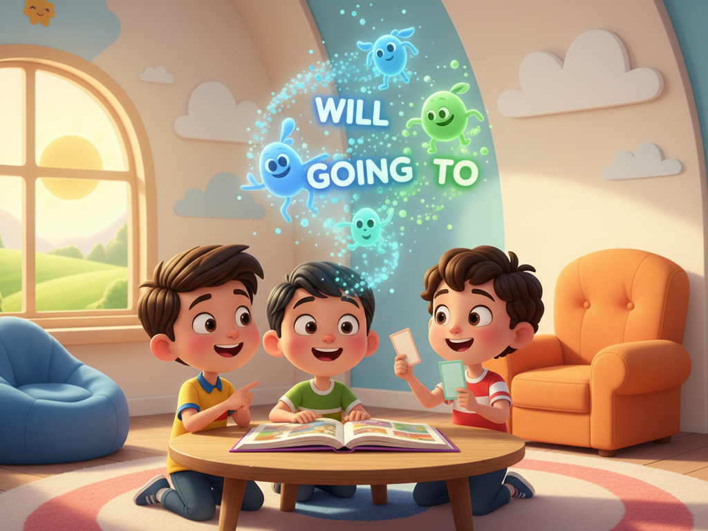 Схема, объясняющая разницу между will для спонтанных решений и going to для планов