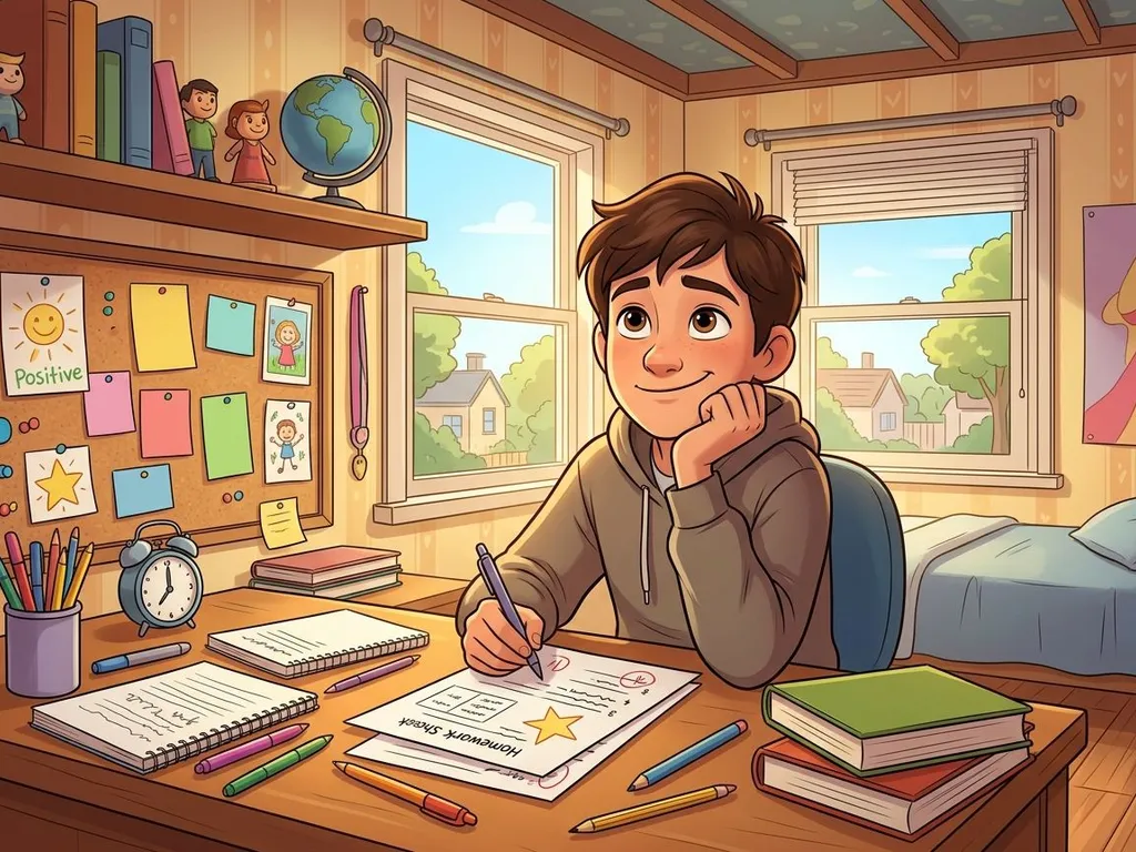 Cartoon illustration of resumen y siguientes pasos para el éxito escolar