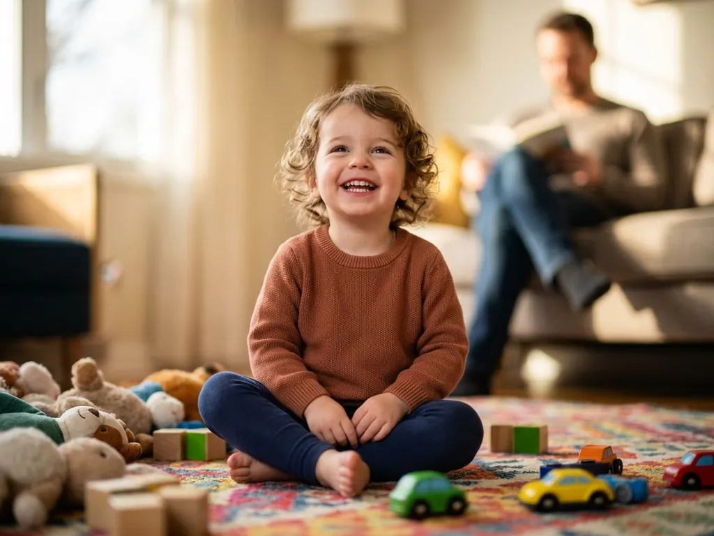 Niño sonriente realizando una actividad de asociación visual en inglés