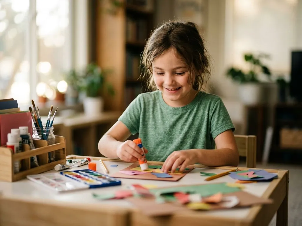 Niño leyendo un libro de inglés con ilustraciones coloridas en su habitación