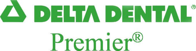 Delta Dental Premier logo in green with a triangle emblem, signifying a top-tier network option under the Delta Dental insurance umbrella.